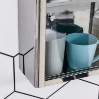 kleankin 24'' x 15'' Wall Mounted Bathroom Medicine Cabinet Sliding Door with Storage Shelves, Stainless Steel, Silver(m-8)