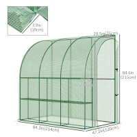 Outsunny 7' x 4' x 7' Outdoor Lean-to Walk-in Garden Greenhouse with Roll-Up Door Hot House for Plants Herbs Vegetables, Green(m-3)