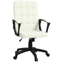 Vinsetto Mid Back Office Chair, Computer Chair for Desk, with Adjustable Height, Swivel Wheels, Arms, Cream White(m-11)