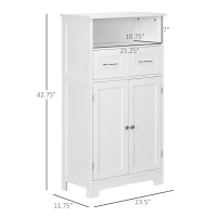 kleankin Bathroom Cabinet Organizer, Freestanding Small Storage Cabinet with Two Drawers and Adjustable Shelf for Living Room, or Entryway, White(m-3)