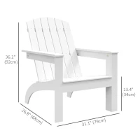 Outsunny Adirondack Chair Patio Muskoka Chair, Outdoor Poplar Wood Fire Pit Chair, Pre-Assembled Backrest Chaise Adirondack with High-back, Large Seat, for Deck, Garden, White(m-3)