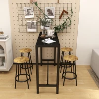 Outsunny Bar Height Outdoor Table, 48" Metal Patio Bar Table with Slatted Top for Hot Tub, Backyard, Poolside, Black(m-10)