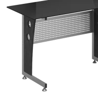 HOMCOM 64" Modern L-Shaped Glass Top Office Workstation Computer Desk PC Table(m-9)