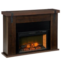 HOMCOM 35" Electric Fireplace with Mantel, 1400W Freestanding Fireplace Heater with Remote Control, Overheat Protection, Timer, Brown(m-11)