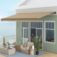 Outsunny 15' x 10' Retractable Awning, 280gsm UV Resistant Sunshade Shelter, for Deck, Balcony, Yard, Amber and Dark Grey(m-8)