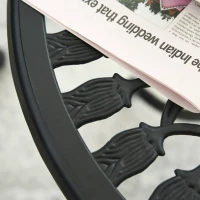 Outsunny 3PCs Patio Bistro Set, Outdoor Cast Aluminum Garden Table and Chairs with Umbrella Hole for Balcony, Black(m-9)