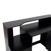 HOMCOM 54 Inches Computer Desk with Storage Shelves, Drawers and Printer Shelf, Writing Table for Home Office and Study, Black(m-7)