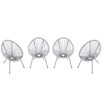 Outsunny 4-Piece Outdoor Patio Conversation Furniture Set All-Weather PE Rattan Wicker Oval Chair Sets - Light Grey(m-2)