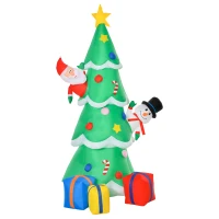 HOMCOM 7 Feet Tall Christmas Inflatable Tree, LED Lighted with Santa Claus, Snowman and Gift Box for Home Indoor Outdoor Garden Lawn Decoration Party Prop(m-11)