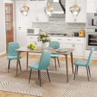 HOMCOM Dining Chairs Set of 4, Upholstered Dining Room Chairs with Steel Legs, Modern Kitchen Chair for Dining Room, Green(m-7)