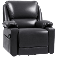 HOMCOM Power Lift Chair for Elderly, Faux Leather Recliner Sofa with Vibration Massage and Heat, Remote, Side Pockets, Black