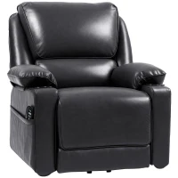 HOMCOM Power Lift Chair for Elderly, Faux Leather Recliner Sofa with Vibration Massage and Heat, Remote, Side Pockets, Black(m-1)