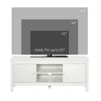 HOMCOM Modern TV Stand for TVs up to 55", TV Bench with Storage Cupboards and Shelves, 47.2" x 16.7" x 19.7", White(m-7)