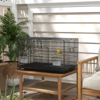 PawHut Birdcage for Canaries, Lovebirds Finches, Budgie Cage with Removable Tray, Bottom Mesh Panel, Wooden Perches, Swing, Ramp, Food Containers, 30" L x 18" W x 18" H(m-8)