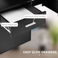 HOMCOM 54 Inches Computer Desk with Storage Shelves, Drawers and Printer Shelf, Writing Table for Home Office and Study, Black(m-6)