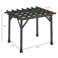 Outsunny 12' x 10' Patio Pergola, Weather-Resistant Cedar Wood, Backyard Cover for Porch Party, Grape Garden, Vineyard, Ivy Vine, or Climbing Plants, Black(m-3)