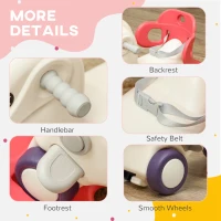 Qaba 4 in 1 Kids Rocking Horse w/ Detachable Balance Board & Push Handel, Red(m-7)