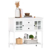 HOMCOM Modern Sideboard Buffet Cabinet, Kitchen Storage Cabinet with 2 Drawers, Bottom Shelf, Glass Doors, White(m-11)