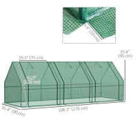 Outsunny 9' x 3' x 3' Portable Mini Greenhouse Tunnel Growing Tent Plants Flower Warm House w/ Zippered Roll-up Doors, PE Cover, Green(m-3)