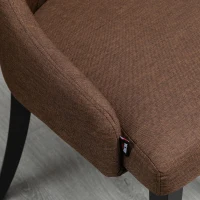 HOMCOM Modern Dining Chairs Set of 2, Button Tufted High Back Accent Chairs with Upholstered Seat, Steel Legs for Living Room, Kitchen, Study, Brown(m-8)