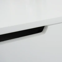 HOMCOM Makeup Vanity Table with Round Mirror and 2 Drawers, Dressing Table with Cushioned Stool Set for Bedroom (White)(m-7)