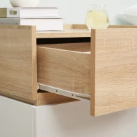 HOMCOM Bedside Table with 2 Stackable Drawers, Modern Nightstand, End Table for Bedroom, Natural(m-9)