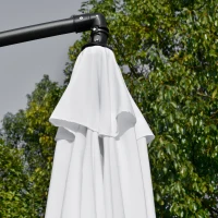 Outsunny 11FT Offset Hanging Patio Umbrella Cantilever Umbrella with Easy Tilt Adjustment, Cross Base and 8 Ribs for Backyard, Poolside, Lawn and Garden, White(m-10)