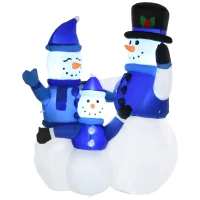 HOMCOM 1.2M Tall Large LED Lighted Christmas Inflatable Snowmen Family Outdoor Indoor Holiday Decorations(m-2)
