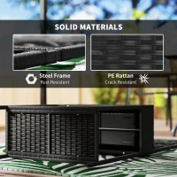 Outsunny Outdoor Wicker Planter with Trellis for Climbing Plants, Freestanding Rattan Garden Box with Storage Shelf, Black(m-7)