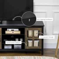 HOMCOM TV Stand for TVs up to 55 Inches, TV Cabinet with Adjustable Shelves and Cable Holes, TV Bench for Living Room, Black(m-7)