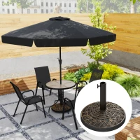 Outsunny 19" Patio Umbrella Base, 26 lbs Concrete Heavy Duty Umbrella Stand, Round Patio Umbrella Holder for 1.5"/1.9" Umbrella Poles for Outdoor, Lawn, Poolside, Bronze(m-10)