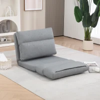 HOMCOM Floor Chair for Adults Floor Sofa Bed with 6-Position Adjustable Backrest Pillow for Reading Gaming Meditating Gray(m-10)