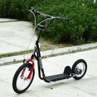 Aosom Youth Kick Scooter with Adjustable Handlebar and 16'' Inflatable Rubber Wheel for Kids and Teens 5+ Year Old, Black(m-8)