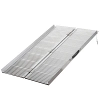 HOMCOM Wheelchair Ramp 4FT, FSA HSA Eligible Foldable Aluminum Threshold Ramp with Non-Slip Surface and Handle, 600lbs Weight Capacity, Suitcase Handicap Ramp for Home, Doorways, Curbs, Steps(m-11)