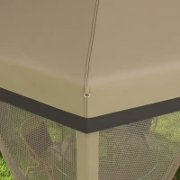Outsunny 12'x12' Pop Up Canopy, Hexagon Gazebo with Netting, Carry Bag, Height Adjustable Instant Shelter, Khaki(m-10)