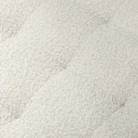 HOMCOM 18" Round Ottoman with Storage, Teddy Fleece Button Tufted Foot Stool with Lid, Wood Legs for Living Room Hallway, White(m-8)