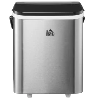 HOMCOM Portable Ice Makers Countertop, Self Cleaning Ice Machine with Ice Scoop and Basket, 9 Ice Cubes Ready in 6 Mins, 26lbs/24Hrs, 2 Sizes of Bullet Ice for Home Office, Black(m-11)