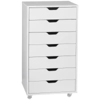 Vinsetto 7-drawer Vertical File Cabinet for Home Office, Storage Cabinet with Wheels, 18.7"x15.6"x35.4", White(m-11)