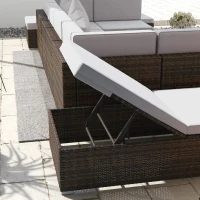 Outsunny 9 Pieces Wicker Patio Furniture Set with Cushion, Light Grey(m-9)