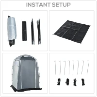 Outsunny 60" x 60" x 82" Shower Tent Extra Wide Changing Room Privacy Portable Camping Shelters with Windows & Floor Mat, Black & White(m-4)