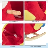 Qaba Kids Ride-On Rocking Horse Toy Parrot Style Rocker with Fun Music & Soft Plush Fabric for Children 18-36 Months(m-6)