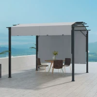 Outsunny 11' x 11' Outdoor Retractable Pergola with Canopy for Backyard, Gray(m-7)