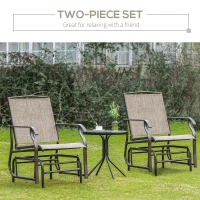 Outsunny 2 Pieces Outdoor Glider Chairs, 2 Person Glider Rocking Chair Set with Breathable Mesh Fabric, Steel Frame, Dark Brown(m-9)