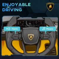 Qaba Lamborghini Revuelto Licensed 12V Kids Ride on Car Electric Car w/ Hydraulic Doors, Remote, Transport Wheels, Yellow(m-7)