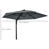 Outsunny 8 ft Wall Mounted Umbrella with 180° Rotatable Canopy, Patio Wall Parasol for Outdoor, Garden, Balcony, Yard, Dark Grey(m-3)