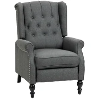 HOMCOM Fabric Recliner Chairs for Living Room, Push Back Reclining Chair with Wingback, Button Tufted, Nail Head Trim, Footrest, Dark Grey(m-11)