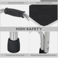 HOMCOM Step Stool with Handle for Adults and Seniors, Heavy Duty Metal Foot Step Stool for Elderly, Portable Stool with Anti-slip Design(m-4)