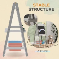 Qaba Easel for Kids, Art Easel w/ Paper Roll, Double Sided Whiteboard & Chalkboard with 2 Storage Boxes(m-7)