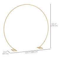 Outsunny 9.1FT Gold Backdrop Stand, Round Metal Wedding Arch for Birthday Party, Bridal Shower, Graduation, Ceremony(m-3)