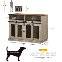 PawHut Dog Crate Furniture for Large Small Dogs, Double Dog Kennel, Oak(m-3)
